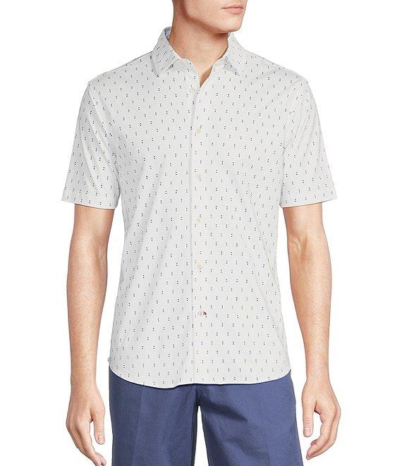 Cremieux Blue Label Geo Print Short Sleeve Coatfront Shirt Product Image