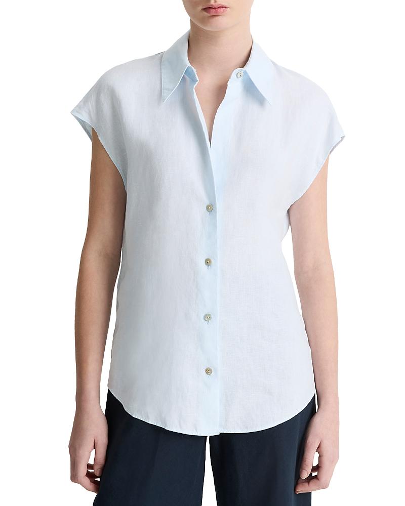 Womens Linen Cap-Sleeve Blouse Product Image