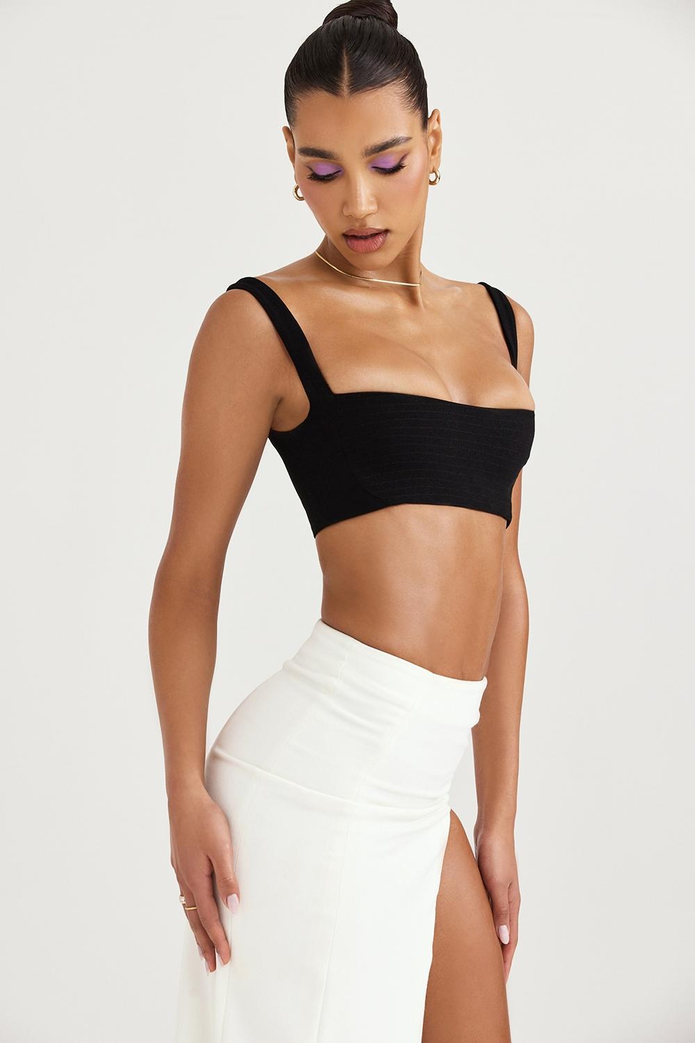 Luciana  black pleated bandeau top Product Image