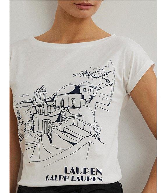 Lauren Ralph Lauren Cotton Blend Jersey Boat Neck Short Sleeve Graphic T-Shirt Product Image