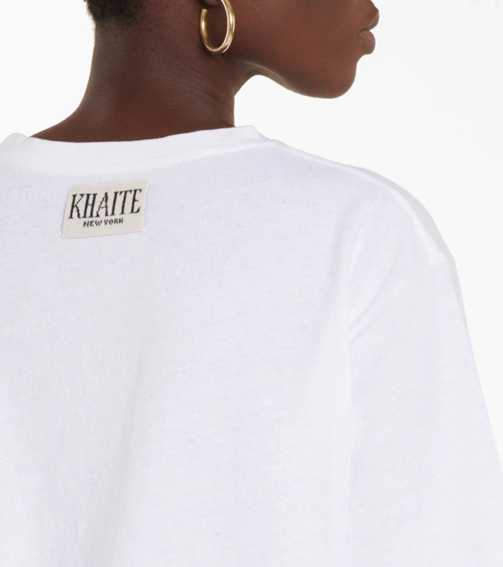 KHAITE Womens White Mae Brand-patch Cotton-jersey T-shirt In Cream Product Image