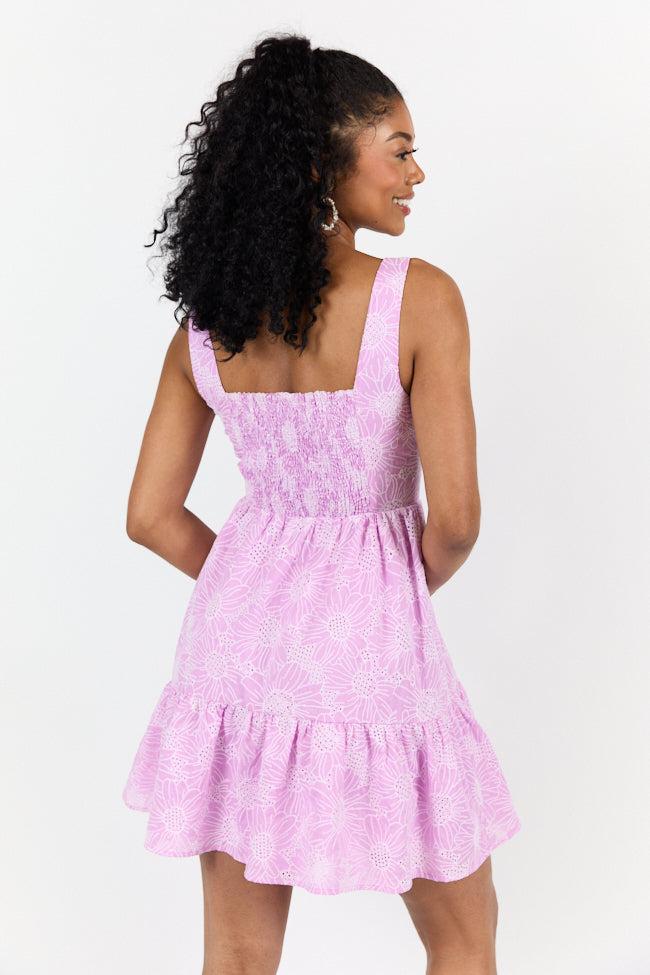 Eyelet Elegance Lavender Mini Dress FINAL SALE Product Image