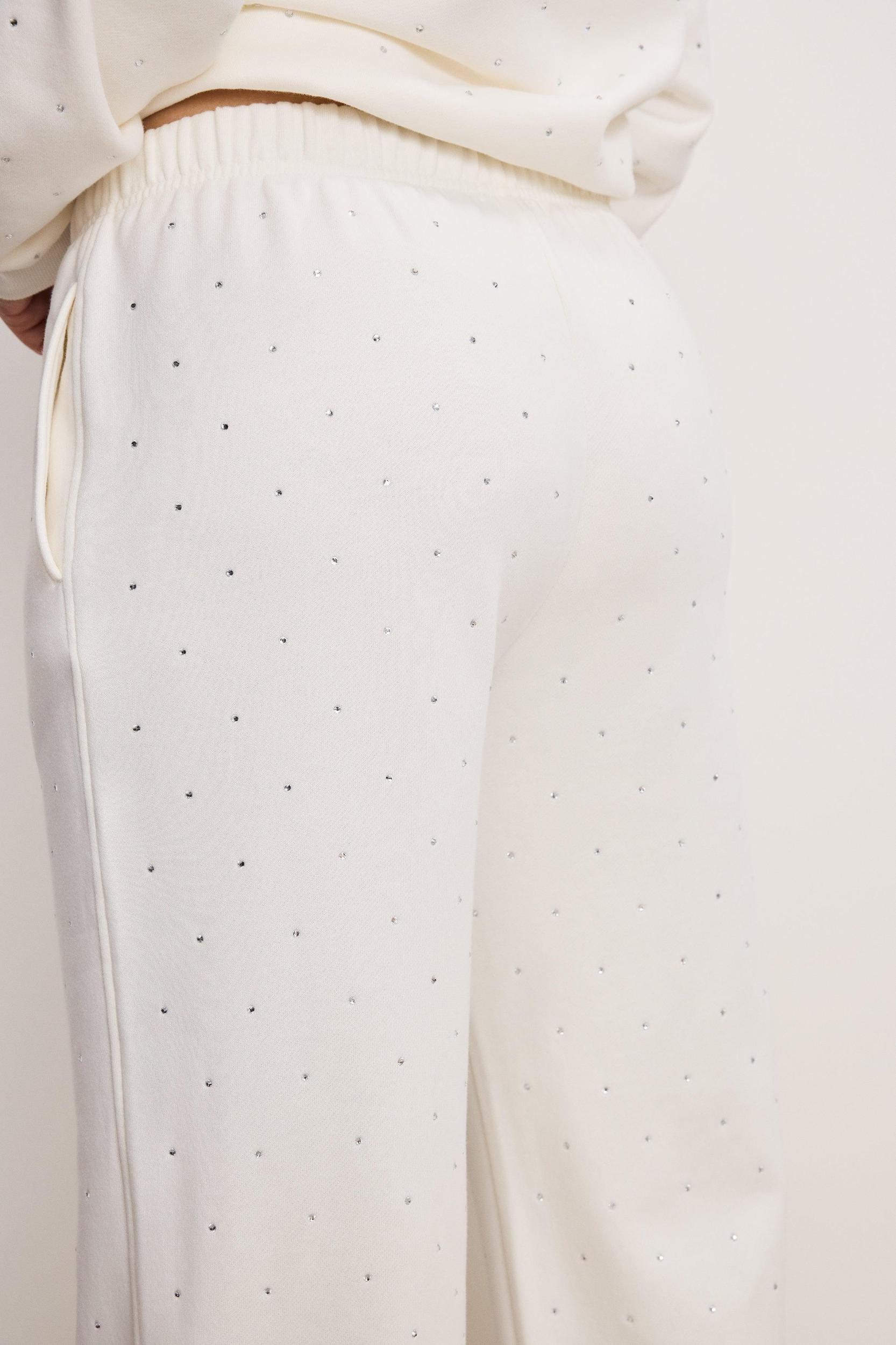 CRYSTAL WIDE LEG SWEATPANTS | CLOUD WHITE Product Image