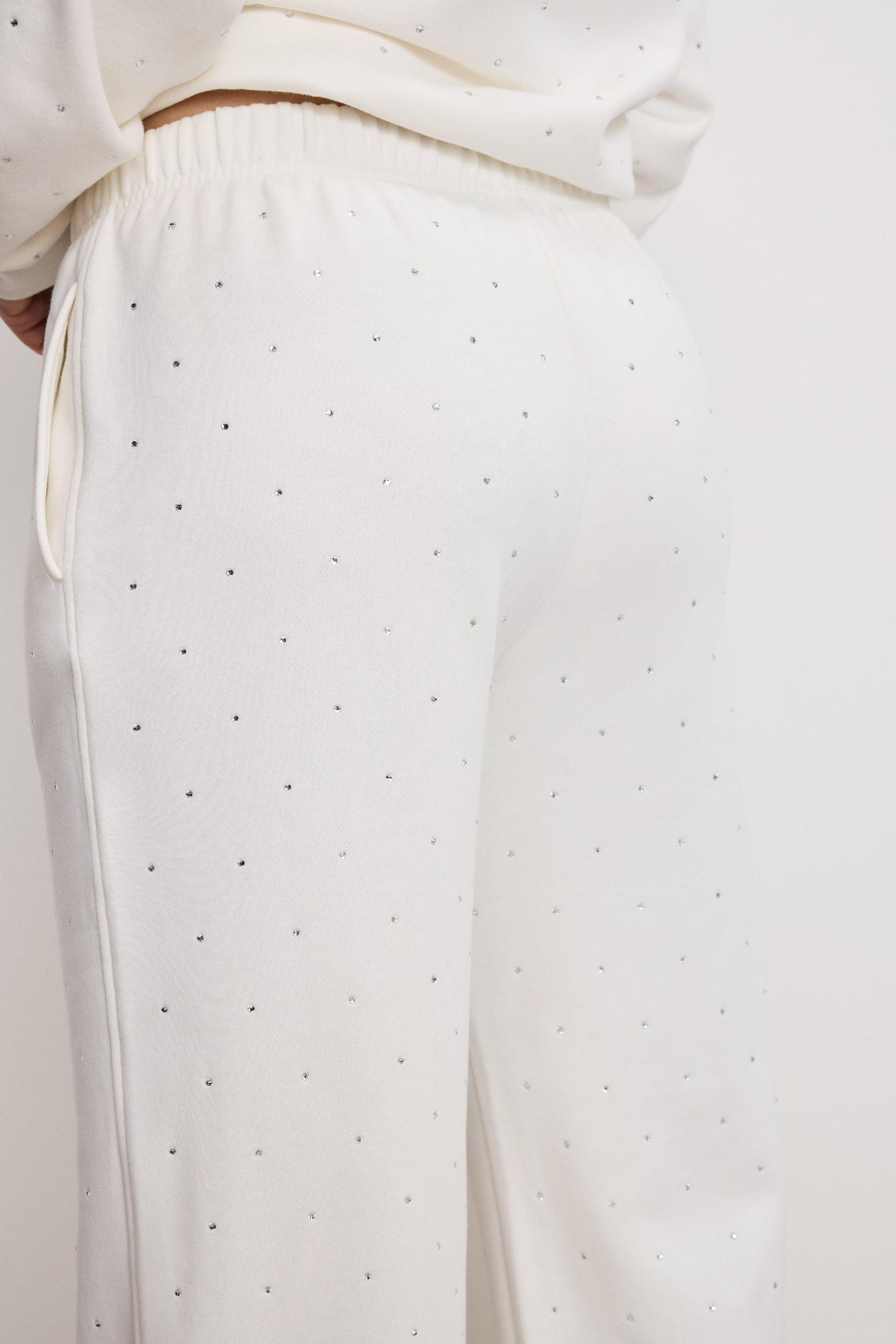 CRYSTAL WIDE LEG SWEATPANTS | CLOUD WHITE Product Image