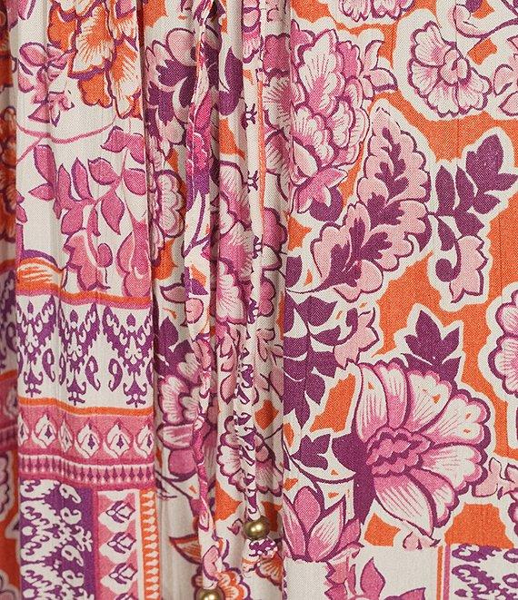 Angie Patch Print Elastic Waist Ruffle Hem Maxi Skirt Product Image