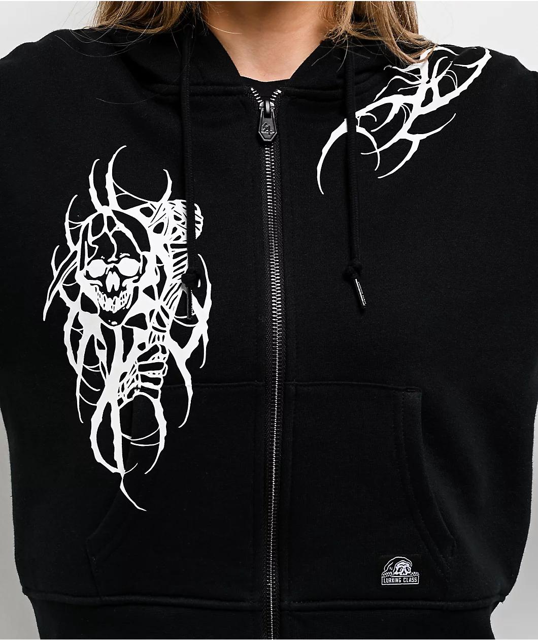 Lurking Class by Sketchy Tank x Kyle Grand Sin Black Crop Zip Hoodie Product Image