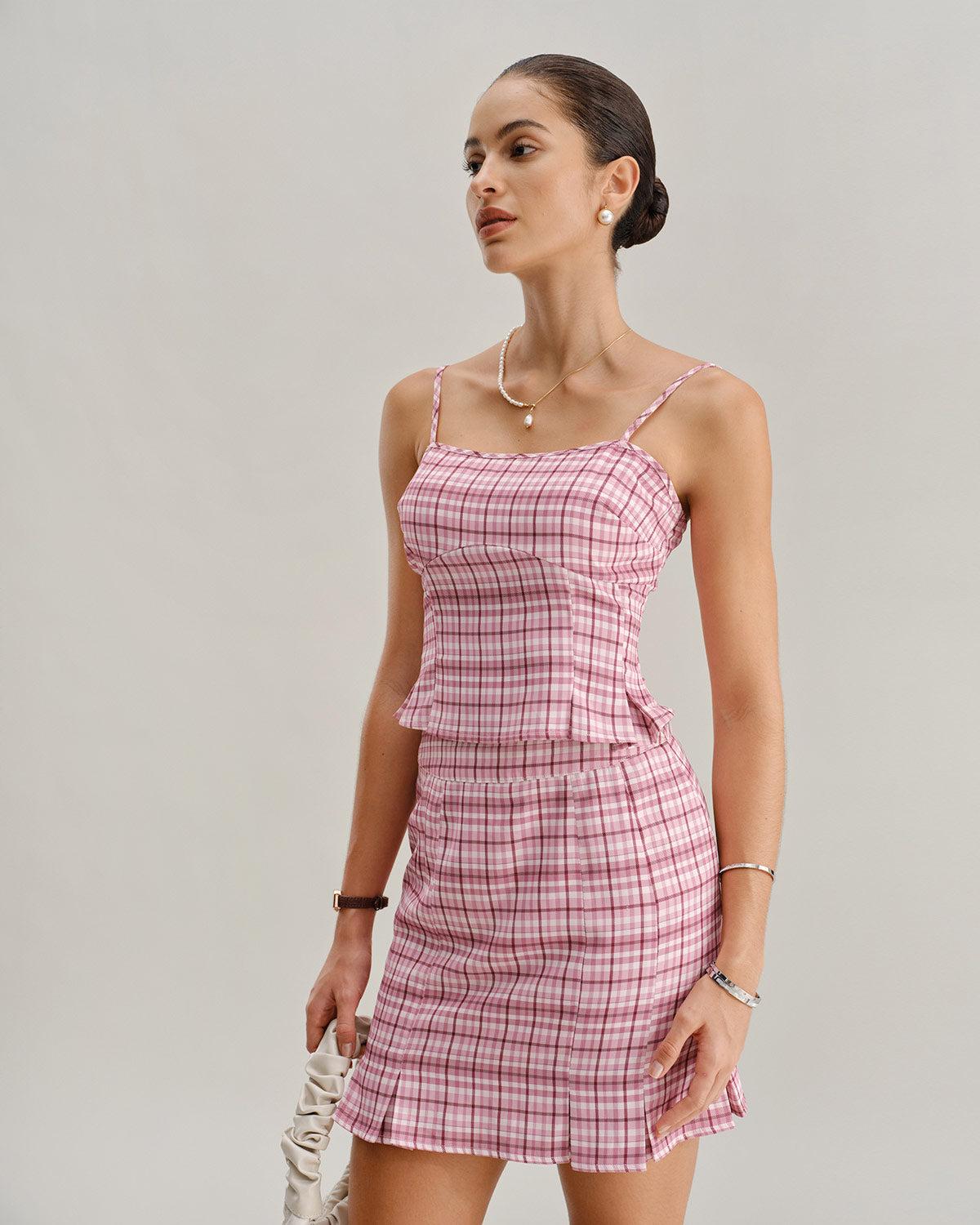 Pink Plaid Cami Top Product Image