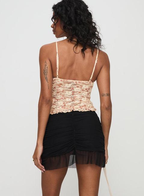 Nonsense Ruched Mini Skirt Black Product Image