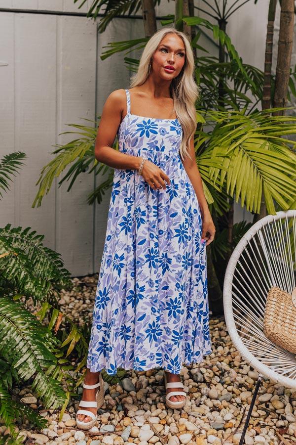 Tranquil Time Floral Midi in Blue Product Image