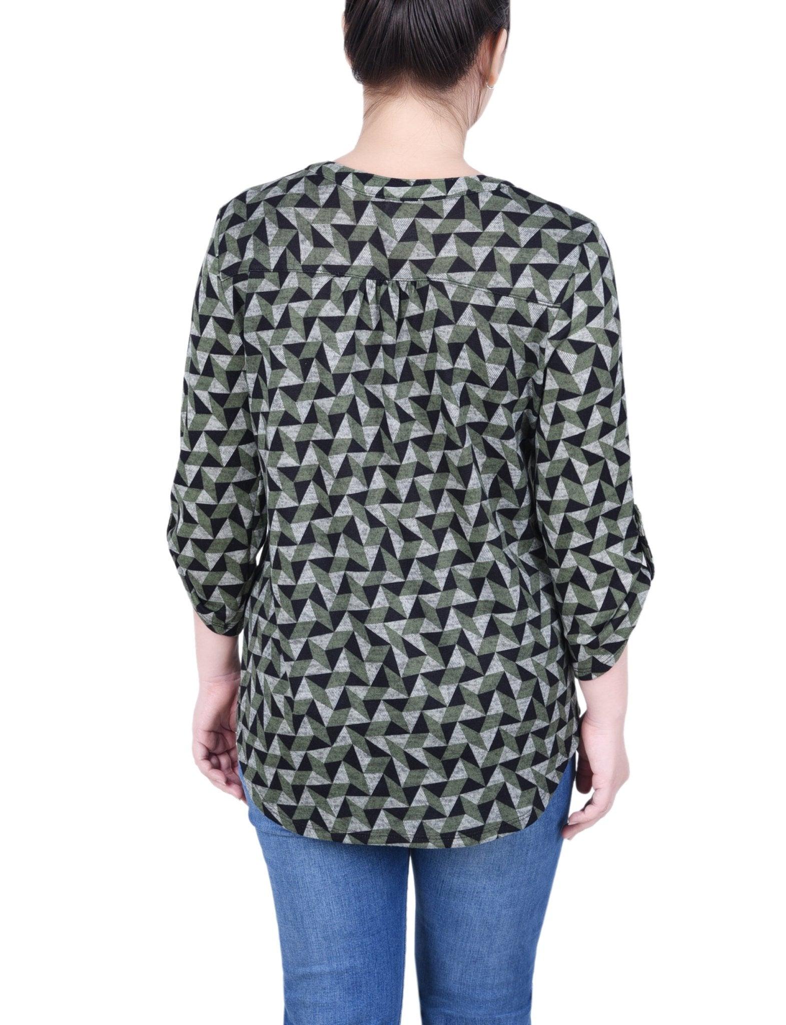3/4 Length Roll Sleeve Top - Petite Product Image