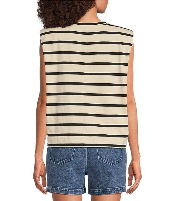 Gibson & Latimer Stripe Knit Crew Neck Sleeveless Muscle Tee Shirt Product Image
