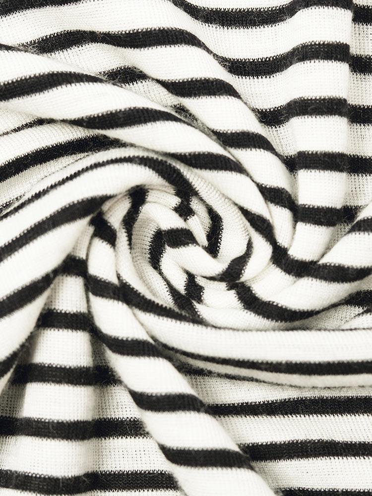 Washable Wool Striped Mock Neck Slim Women Sweater Product Image