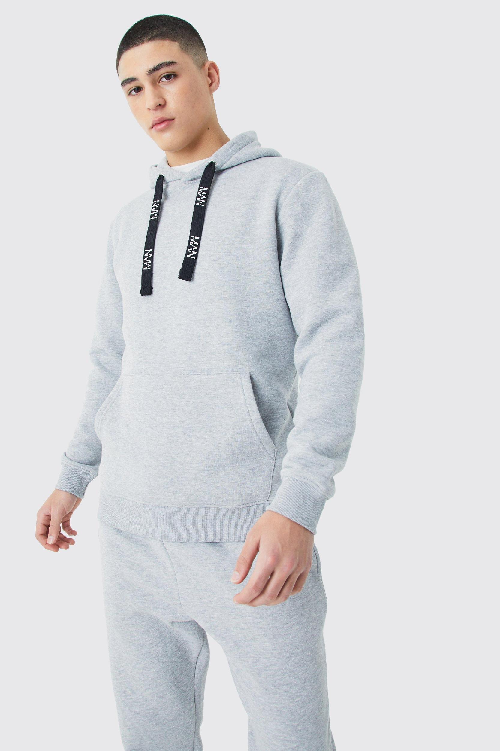 Regular Fit Man Branded Drawcord Detail Hooded Tracksuit | boohooMAN USA Product Image