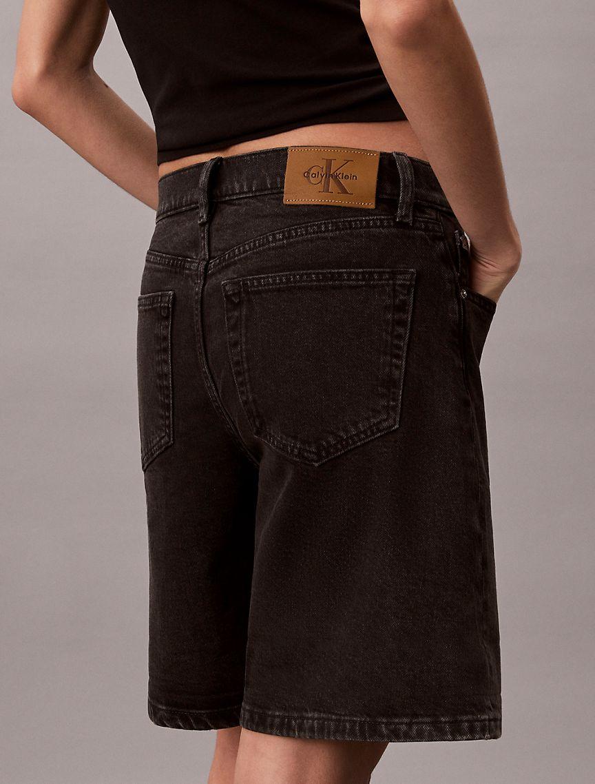 Roll Hem A-Line Denim Shorts Product Image