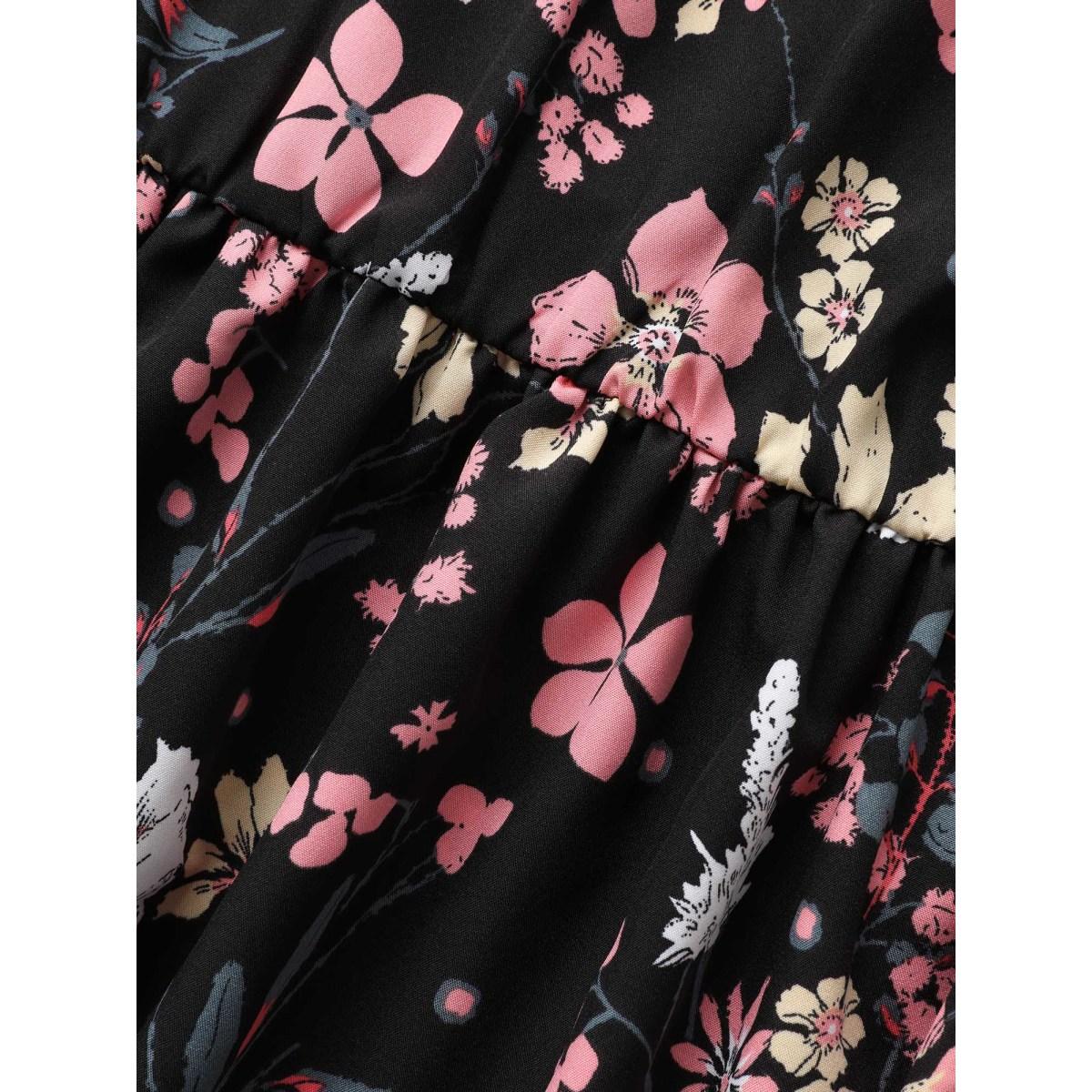 Plus Size Floral Halter Neck Ruffle Hem Dress Black Women Elegant Gathered Halter neck Sleeveless Curvy BloomChic 30/6X Product Image