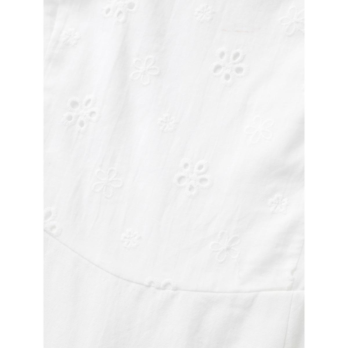 Plus Size Broderie Anglaise Patchwork Lace Trim Cami Dress Opticwhite Women Elegant Woven ribbon&lace trim Heart neckline Sleeveless Curvy BloomChic 10/M Product Image