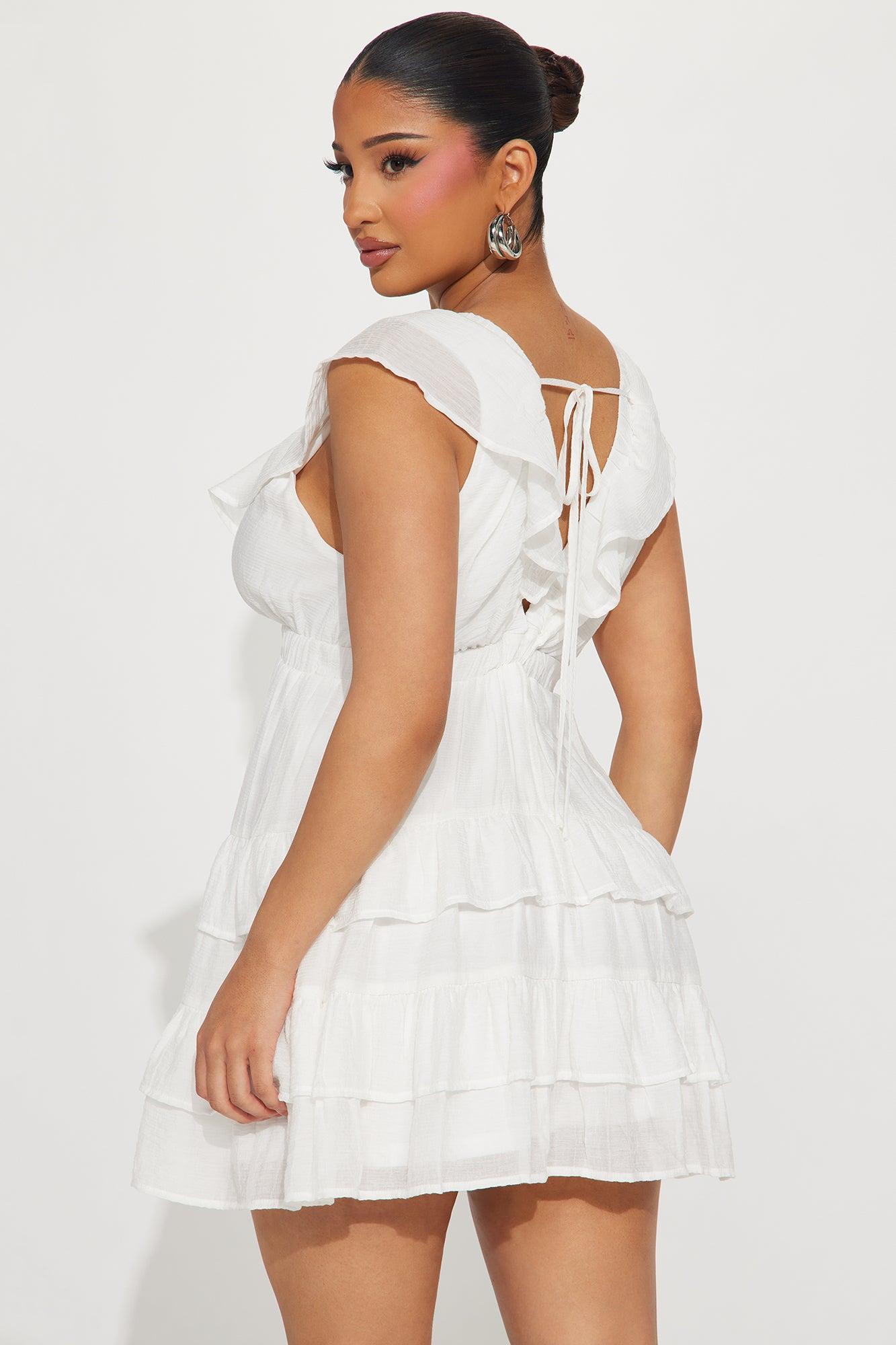 Bailey Chiffon Mini Dress - White Product Image