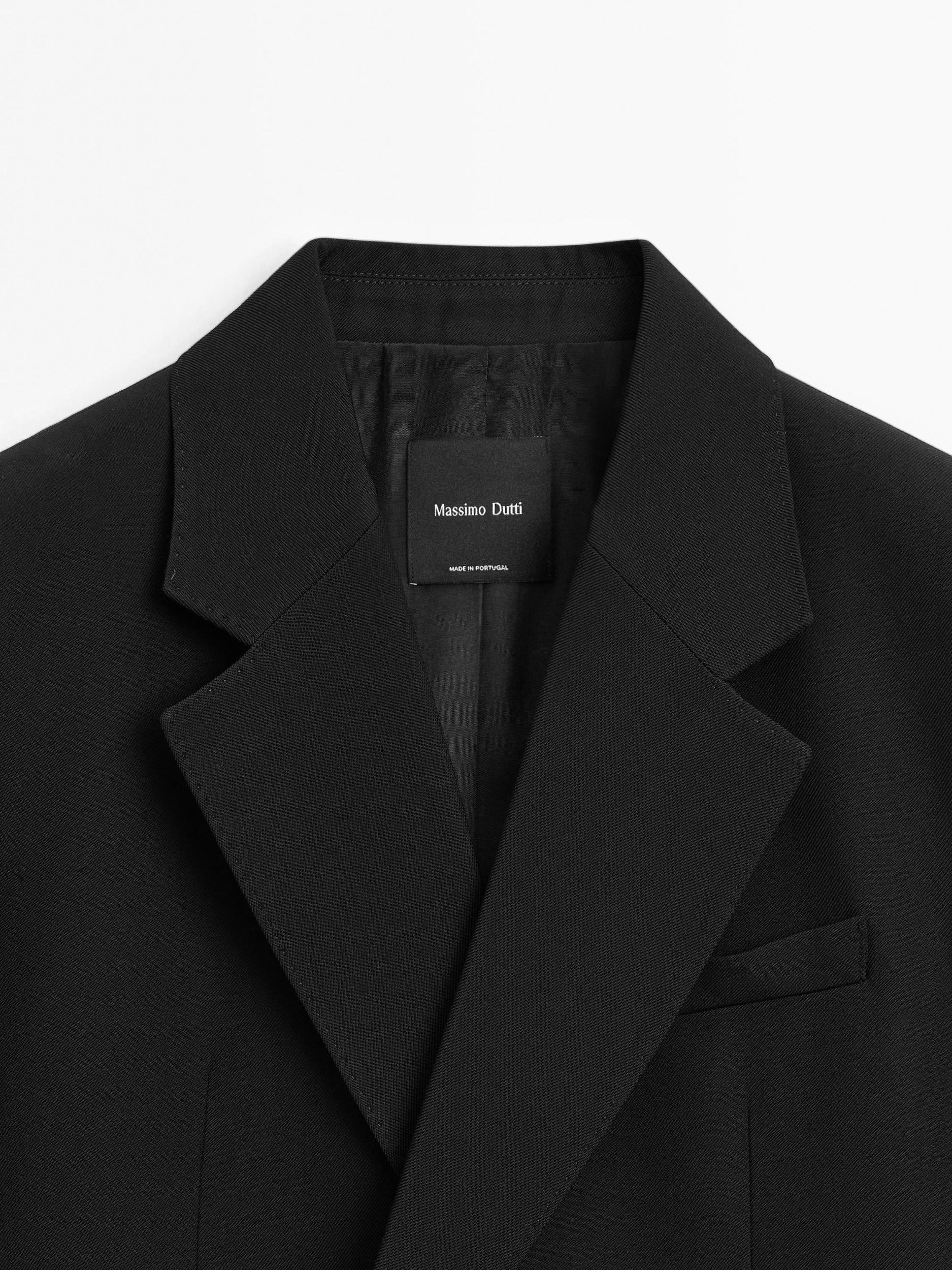 Cropped wool blend double-breasted blazer Product Image