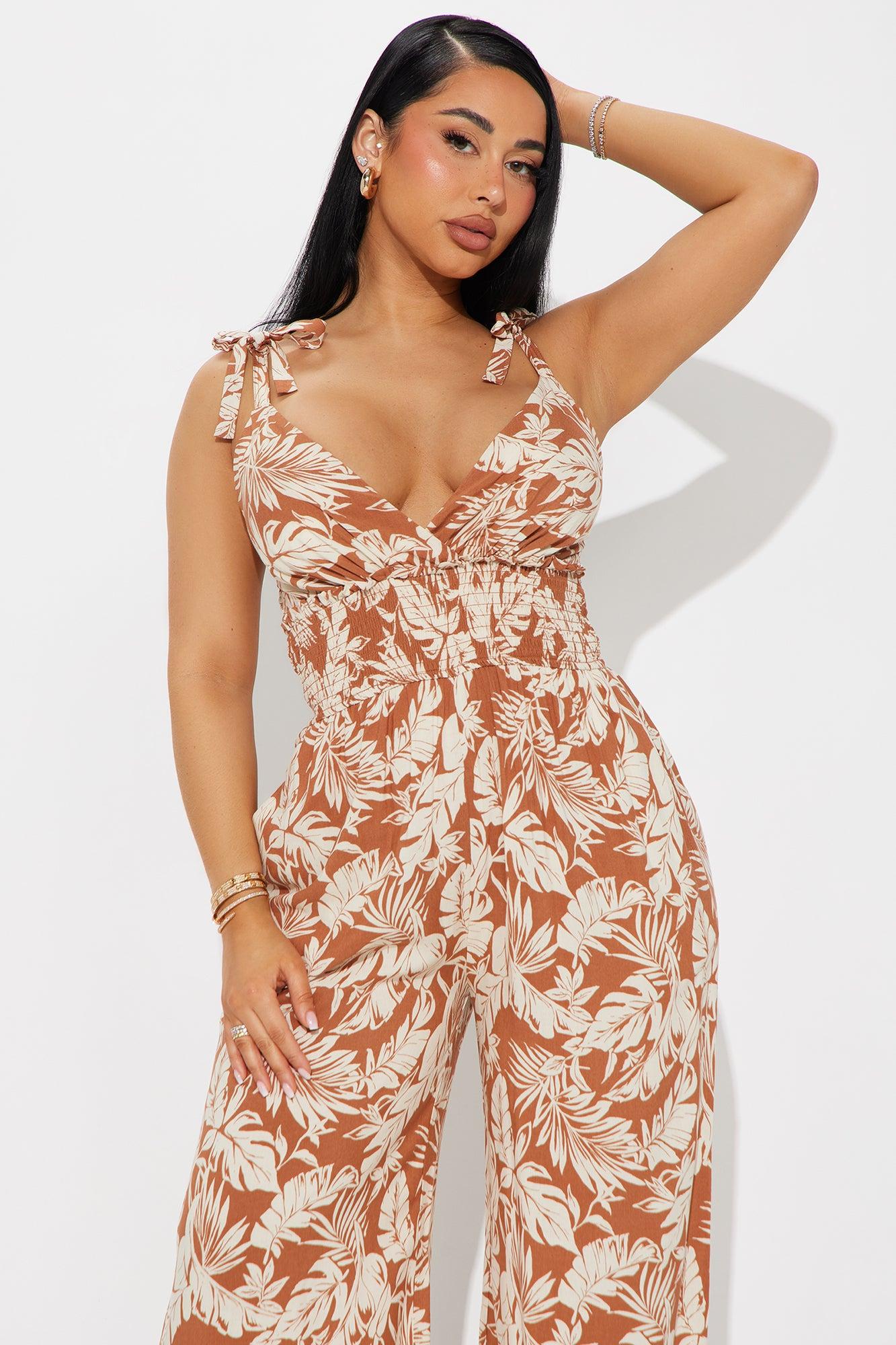 Can't Stop Me Now Challis Jumpsuit - Rust/combo Product Image