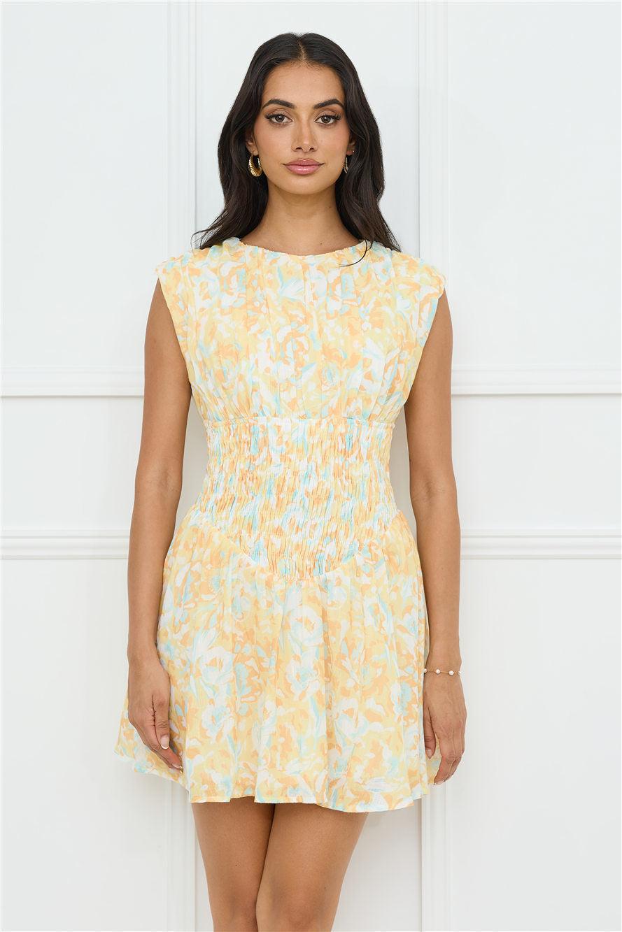Tropical Haze Mini Dress Yellow Product Image