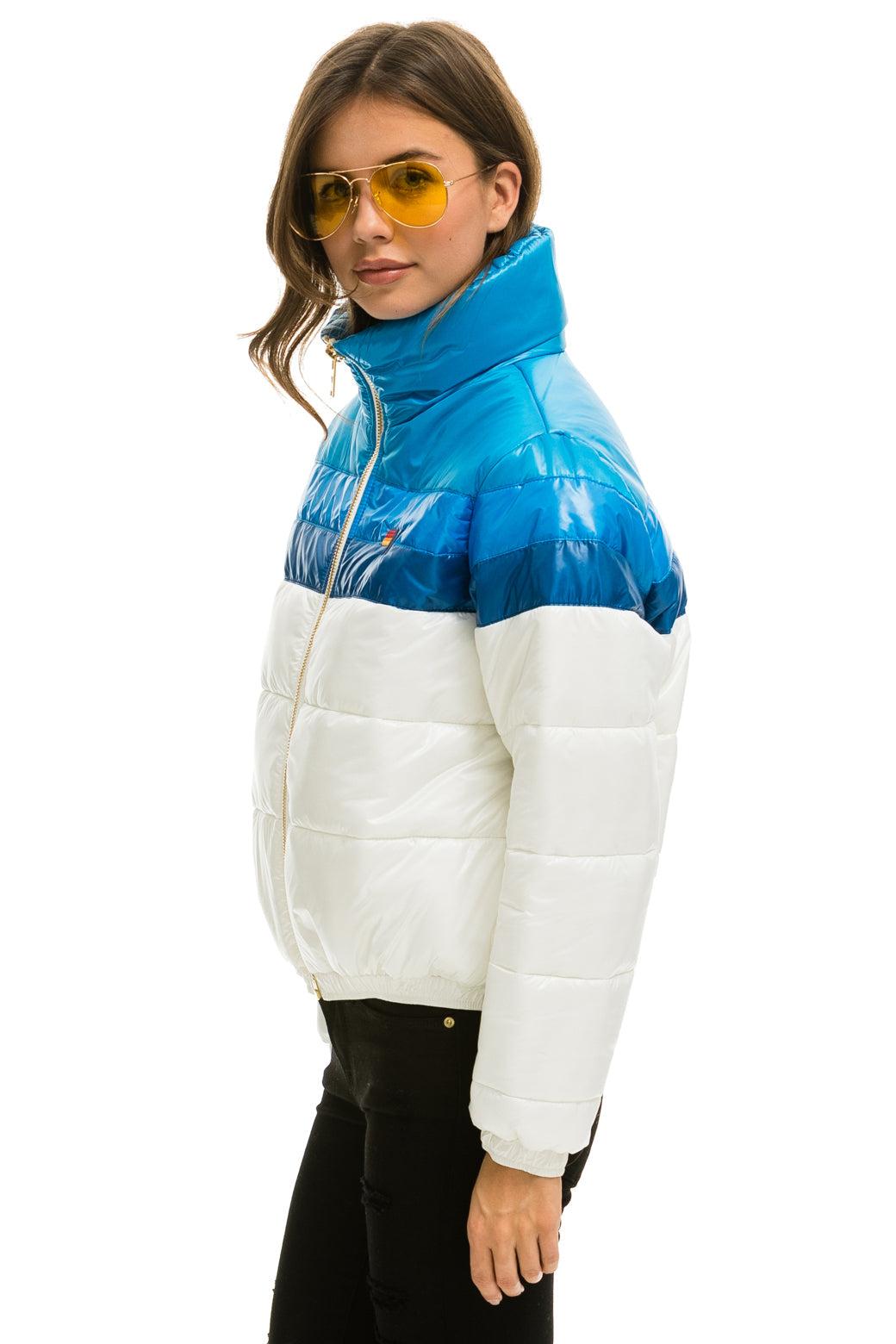 COLOR BLOCK LUXE APRES PUFFER JACKET -  GLOSSY WHITE DRESDEN Female Product Image