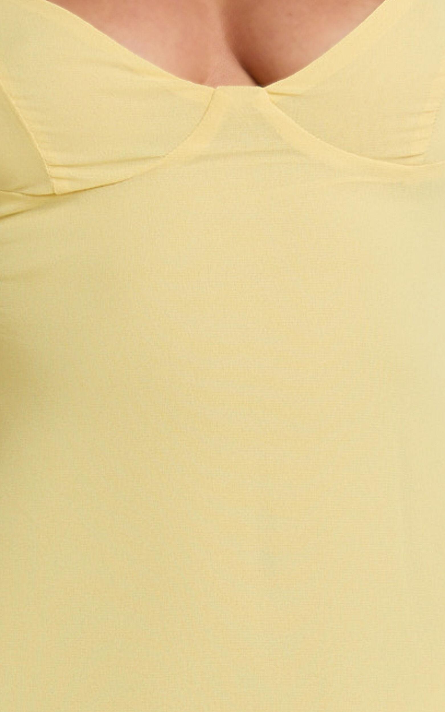 Maeve Maxi Dress - V Neck Ruffle Tier Slip Dress in Lemon Product Image