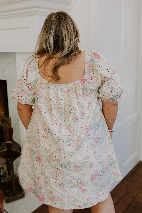 Peach Bellini Floral Eyelet Mini Dress Product Image