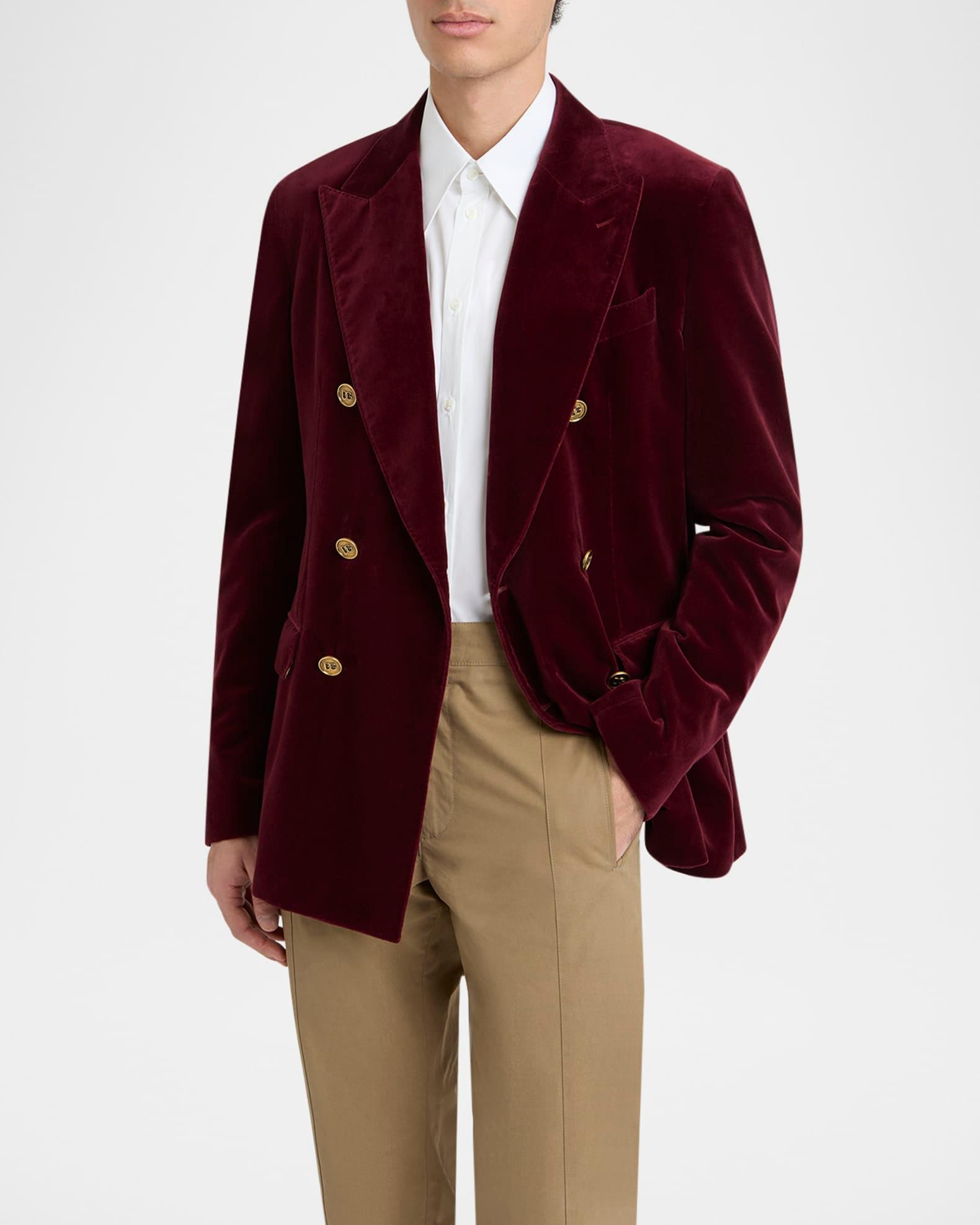 Men's Velvet Double-Breasted Peak Lapel Dinner Jacket Product Image