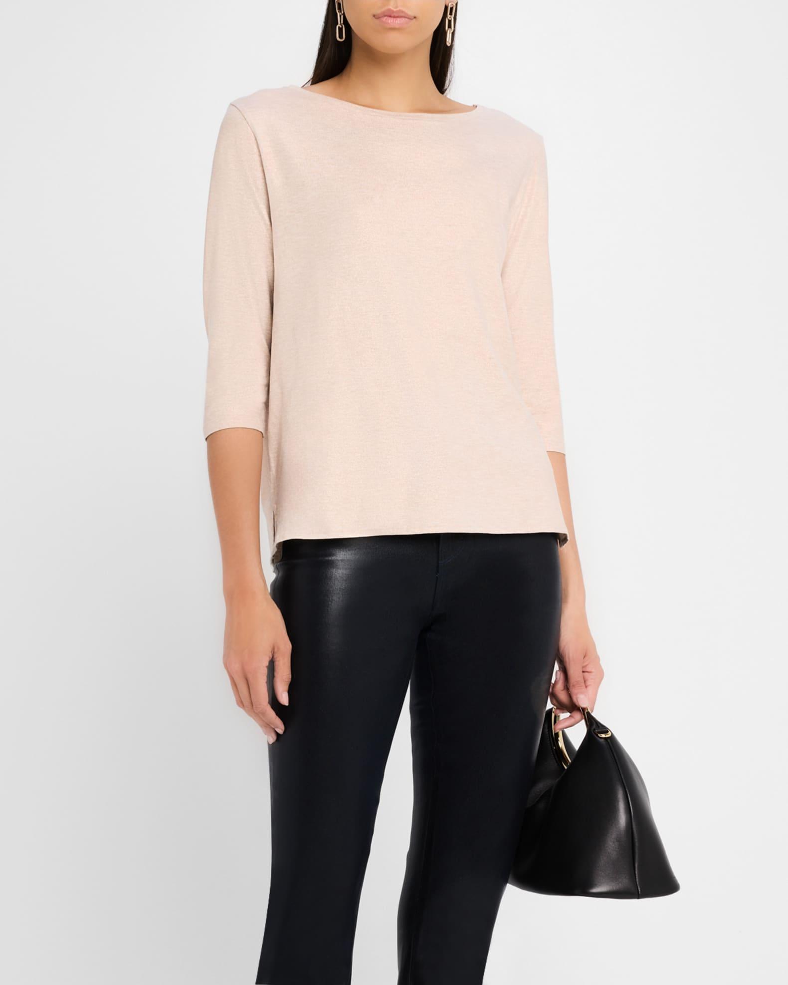 Soft Touch 3/4-Sleeve Metallic Jersey T-Shirt Product Image