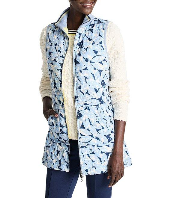 NIC + ZOE Woven Winter Floral Print Stand Collar Sleeves Reversible Vest Product Image