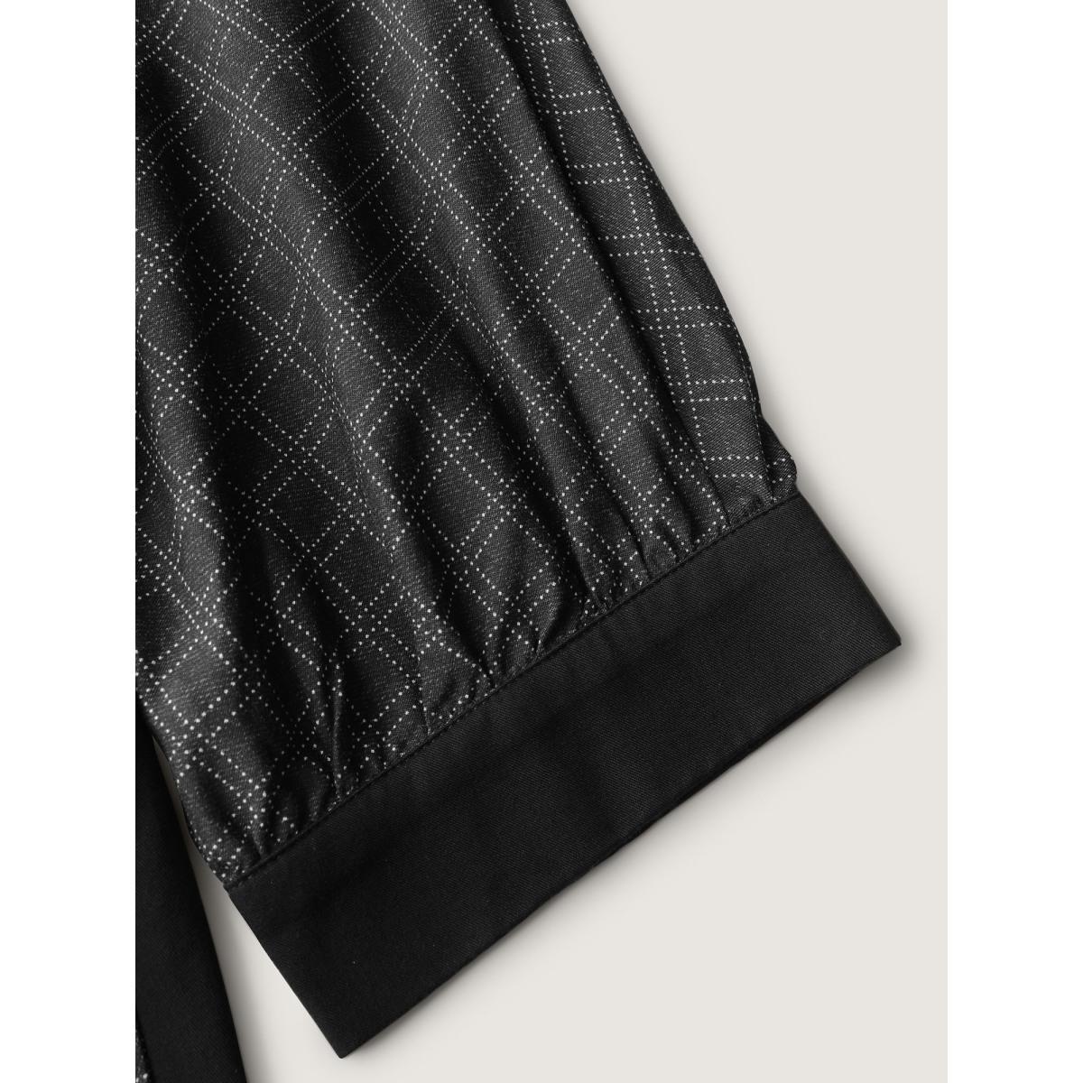 Plus Size BlackFlower Stretchy Rayon Plaid Pockets Belt Jumpsuit Women Office Long Sleeve Overlap Collar Office Loose Jumpsuits BloomChic 12/L Product Image