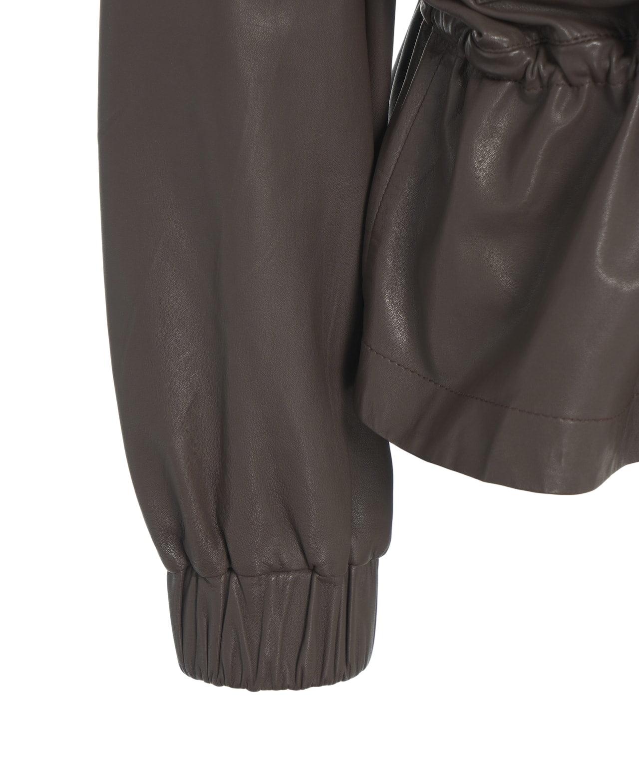 Leather jacket with drawstring Product Image