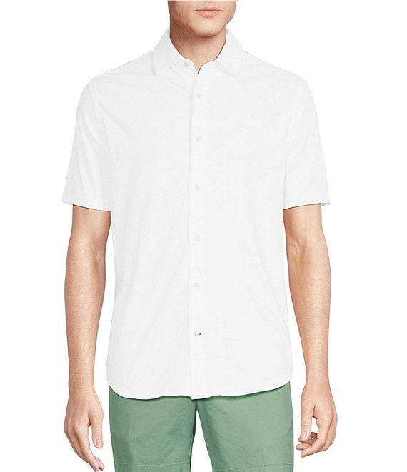 Cremieux Blue Label Stretch Jersey Solid Short Sleeve Coatfront Shirt Product Image