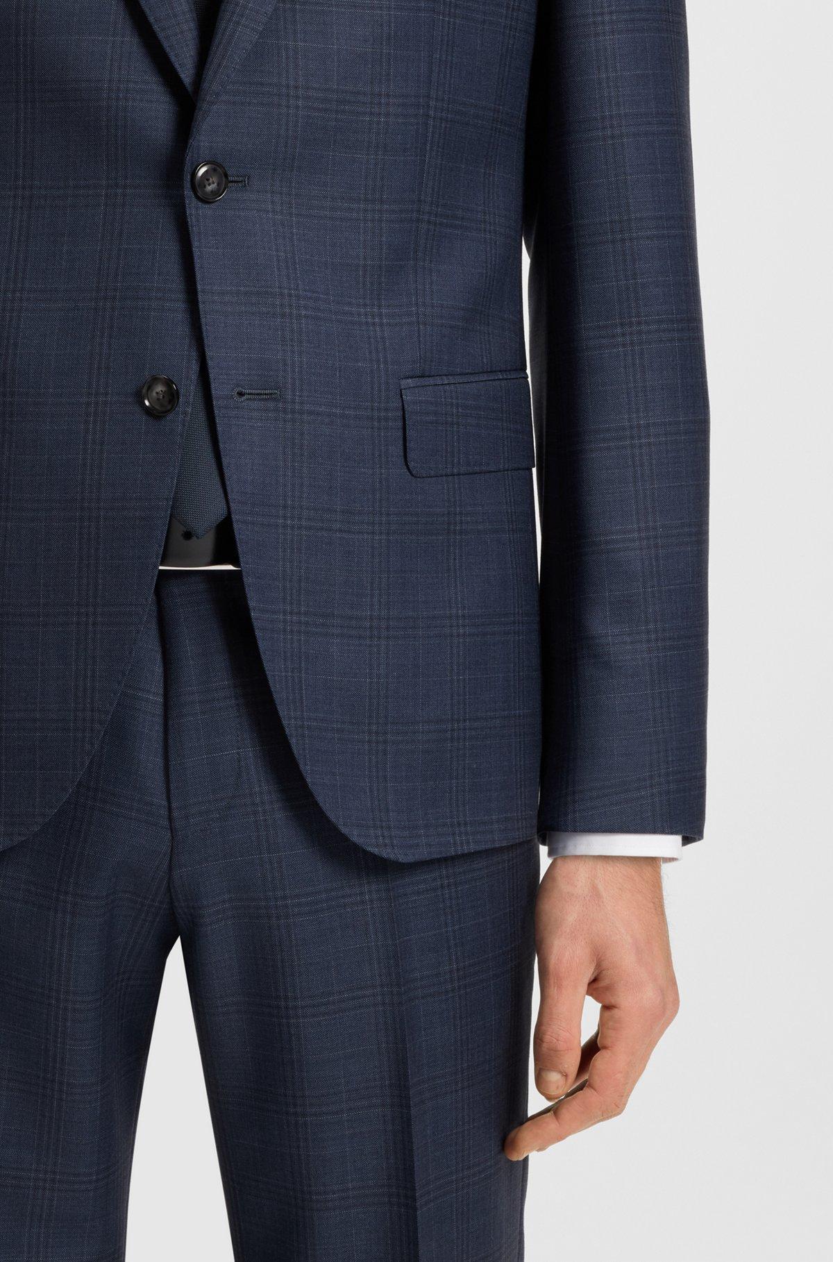 Two-piece slim-fit suit in checked virgin wool Product Image