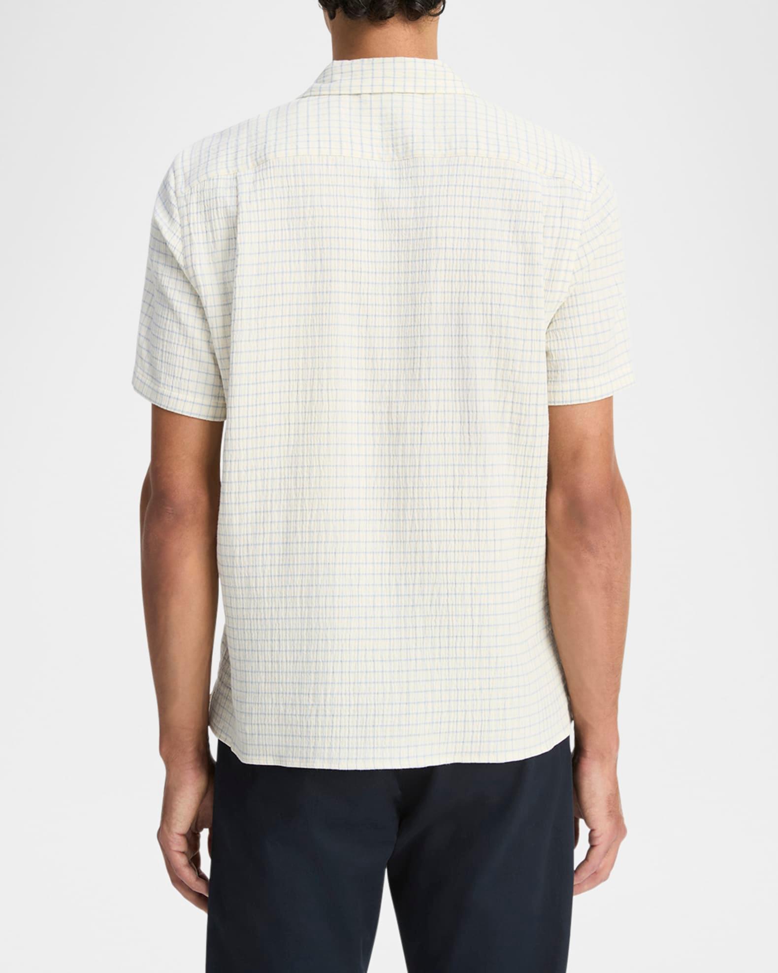 Men's Textured Cotton Grid Check Camp Shirt Product Image