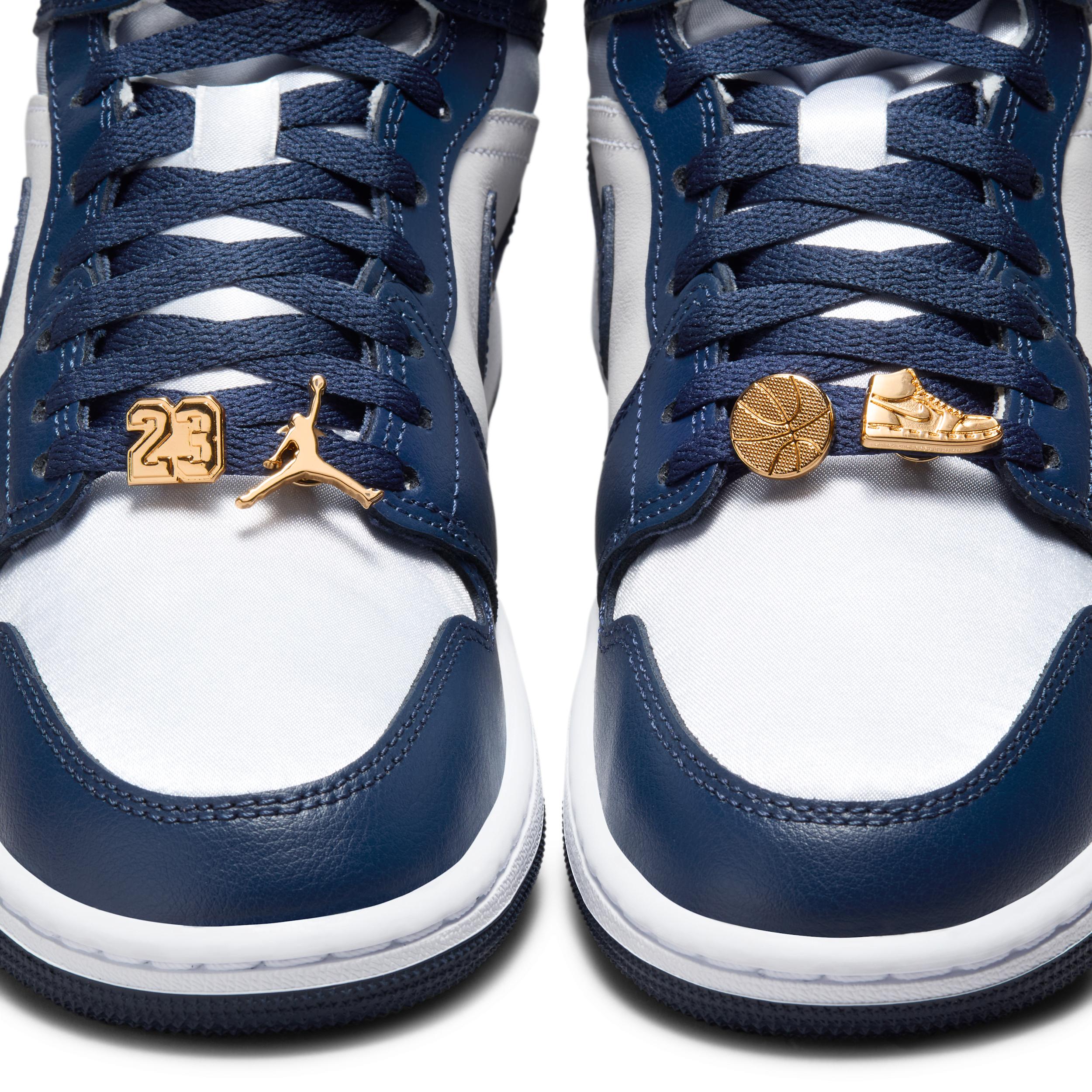 Jordan Womens Jordan Jordan 1 Mid SE - Womens Shoes Midnight Navy/Football Gray Product Image