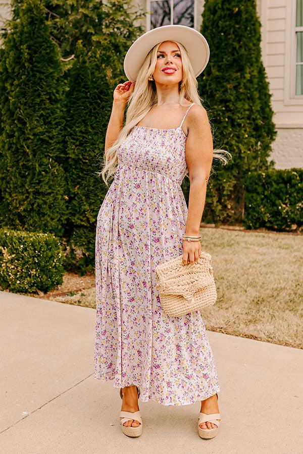 Smiles and Sunshine Floral Maxi in Lavender Curves Product Image