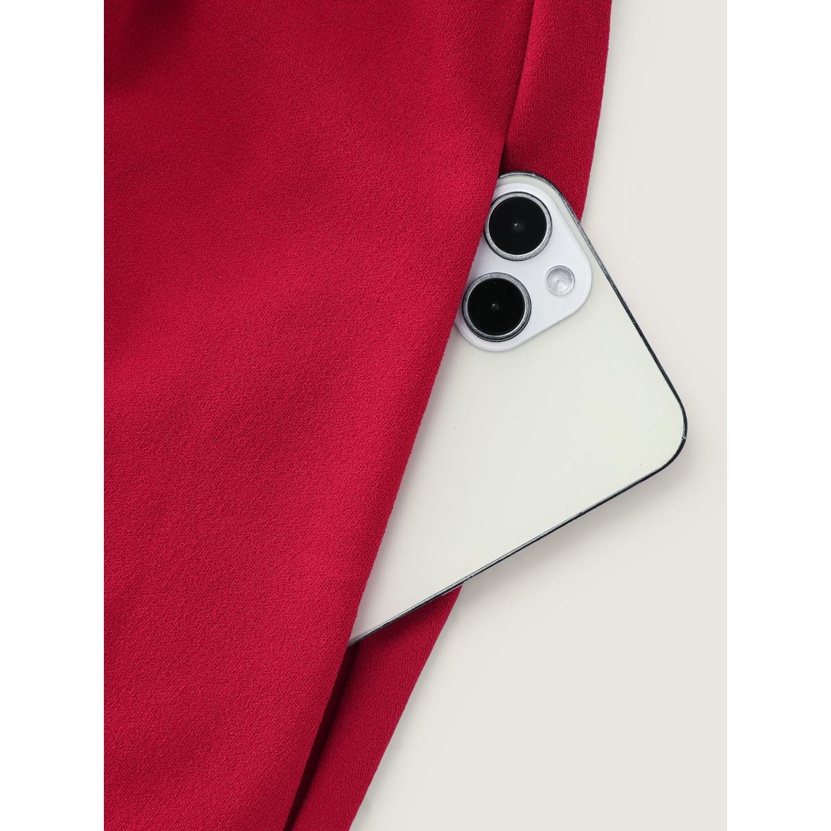 Plus Size Bow Cape Detail Waist-Defining Midi Dress Brightred Women Party&Cocktail One-shoulder neck Half Sleeve Curvy BloomChic 18-20/2X Product Image