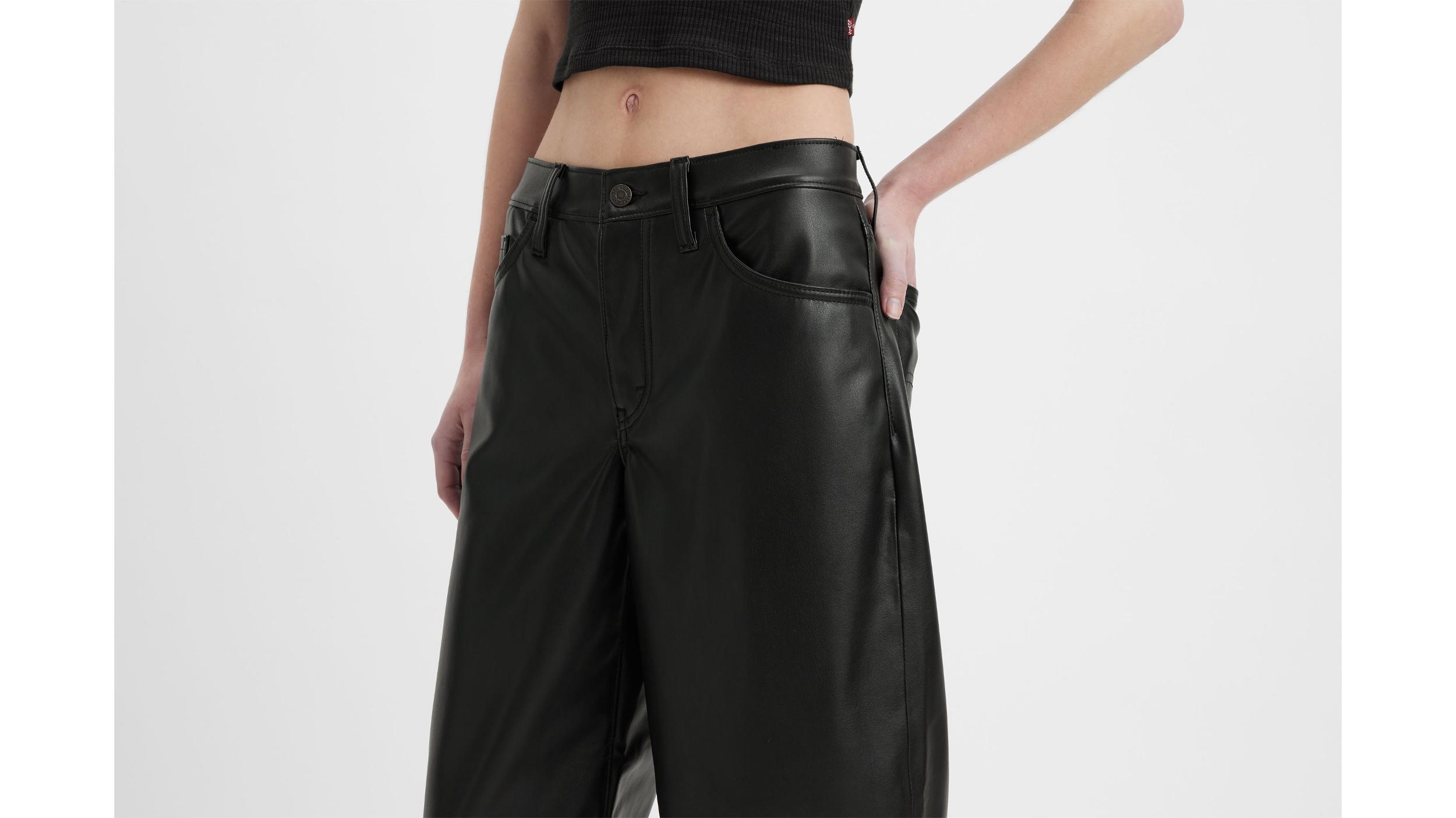 Faux Leather Baggy Dad Women's Pants Product Image