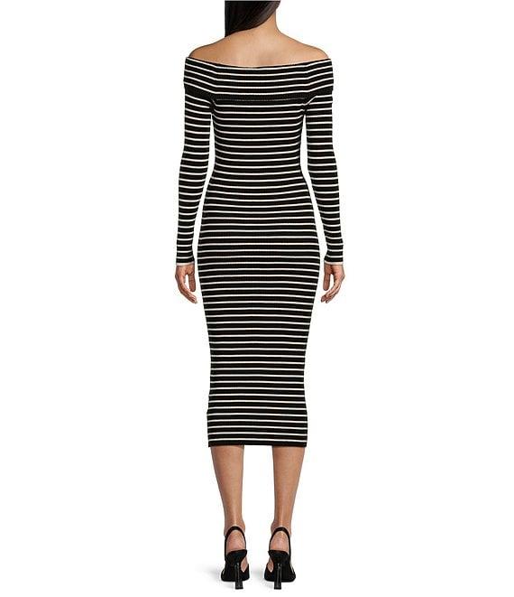 GB Off-The-Shoulder Striped Midi Dress Product Image
