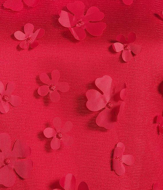 Abbey Glass Marty Woven Floral Lace Crew Neck Sheer Short Puff Sleeve Blouse Product Image