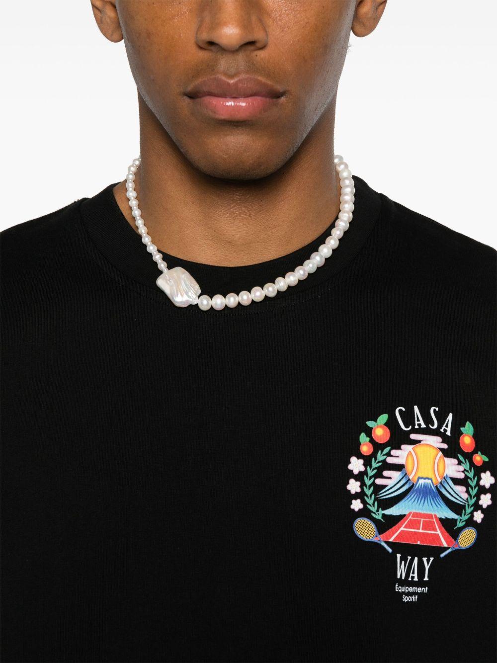 CASABLANCA Mens Casa Way Mountain Brand-print Cotton-jersey T-shirt In Black Product Image