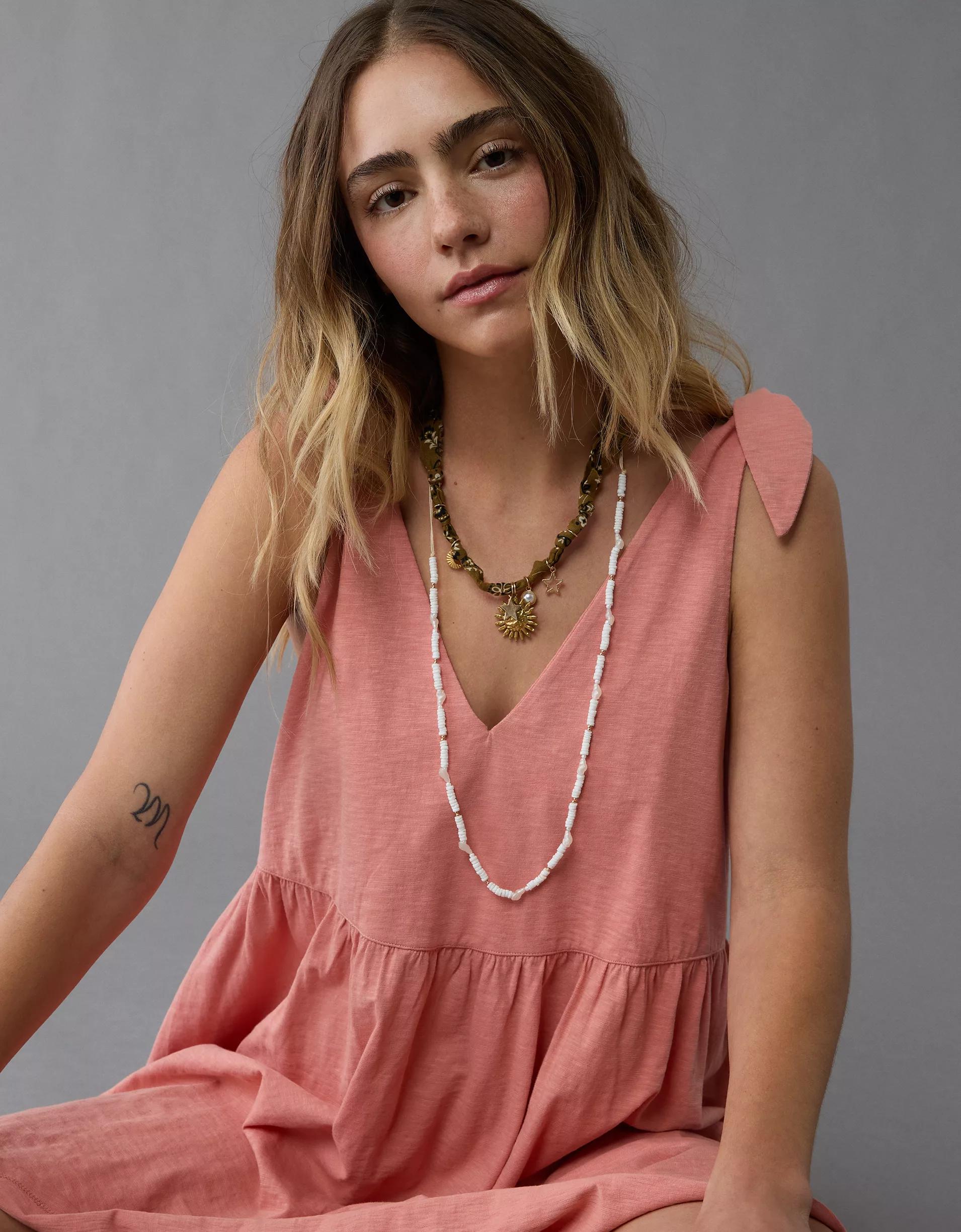 AE Sunchaser Knit Tie Shoulder Mini Dress Product Image