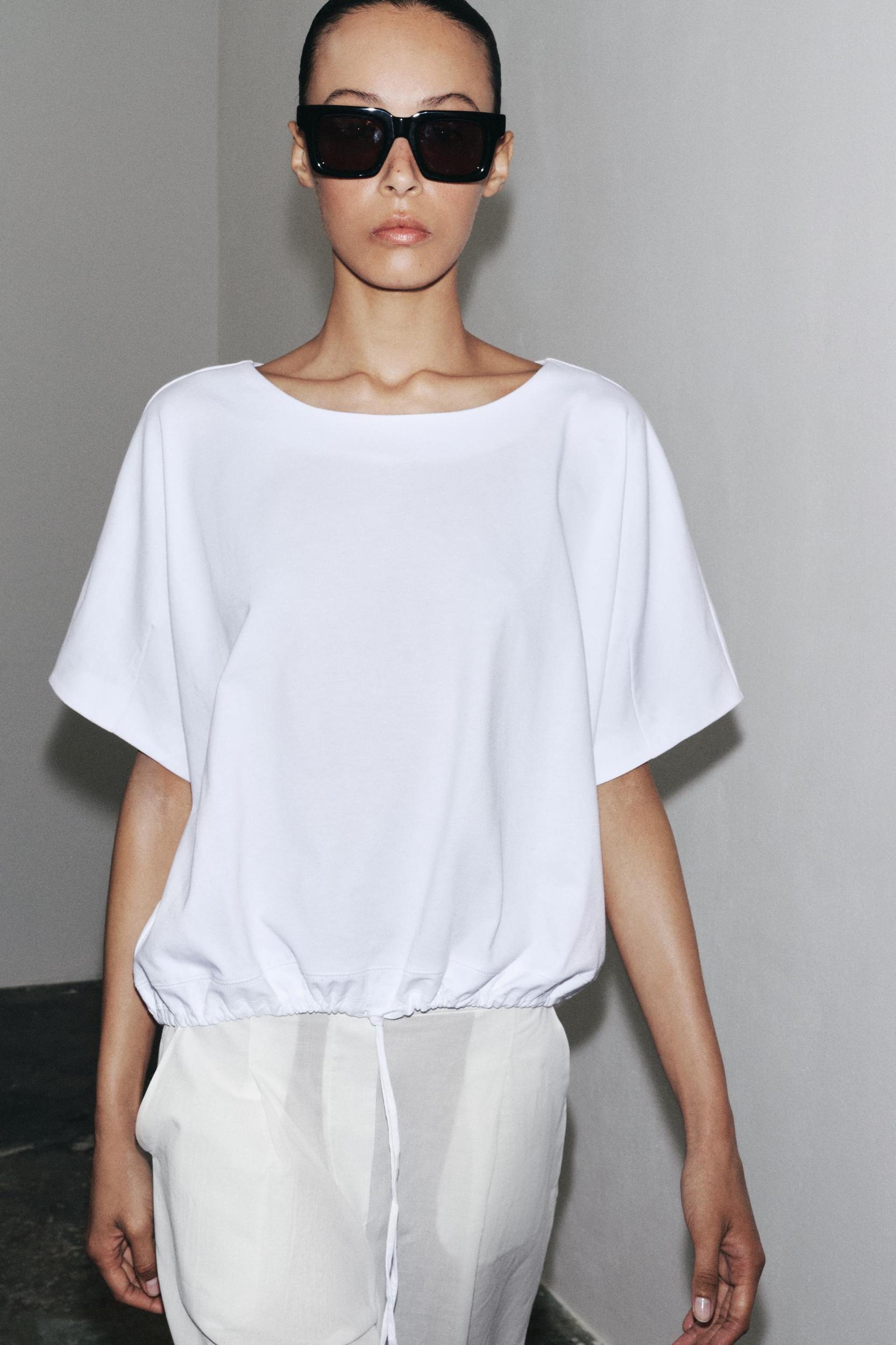 GATHERED COTTON T-SHIRT Product Image