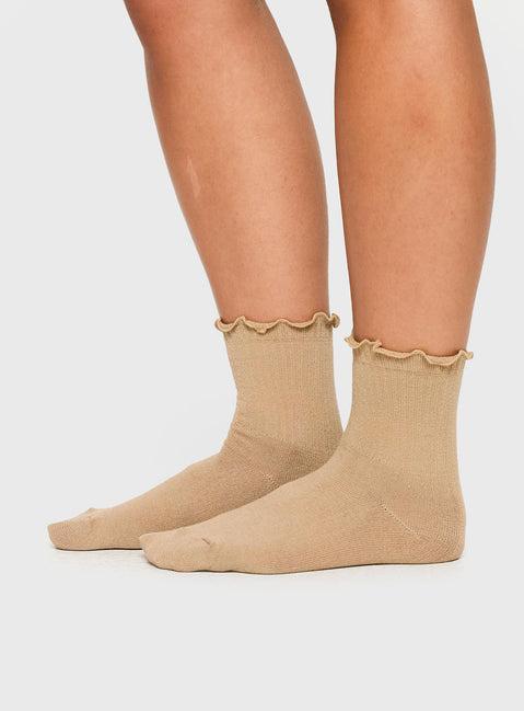 Comes And Goes Frill Socks Beige Product Image