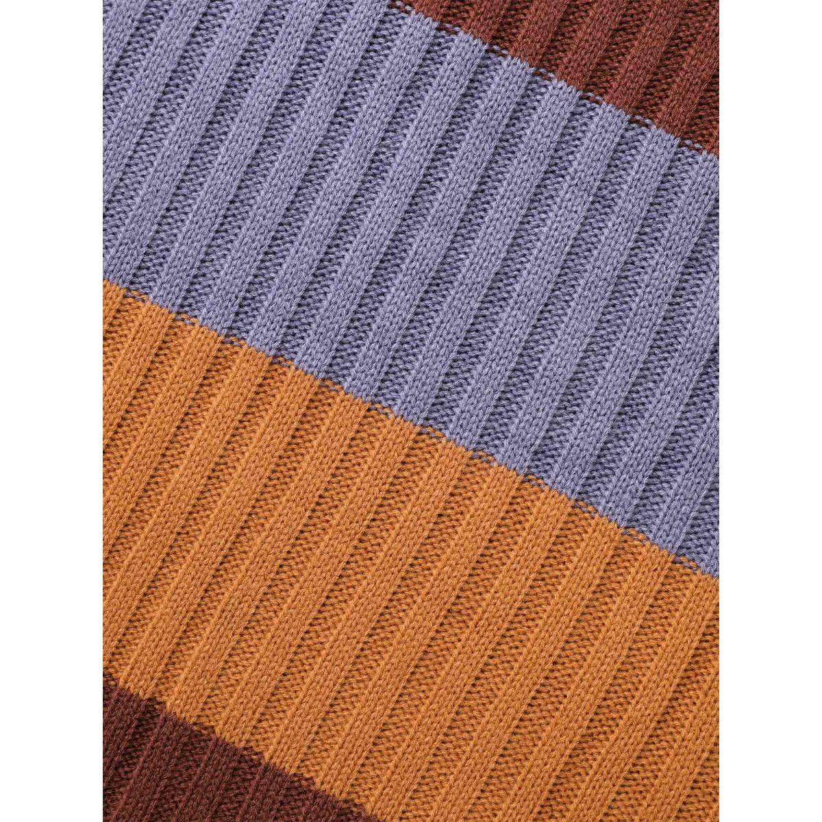 Plus Size Colorblock Contrast Split Hem Pullover Browncoffeecolor Women Casual Loose Long Sleeve Round Neck Everyday Pullovers BloomChic 22-24/3X Product Image