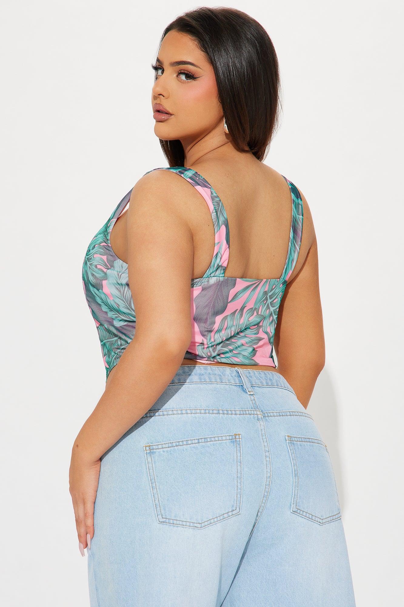 Summer Fling Mesh Corset Top - Pink/combo Product Image