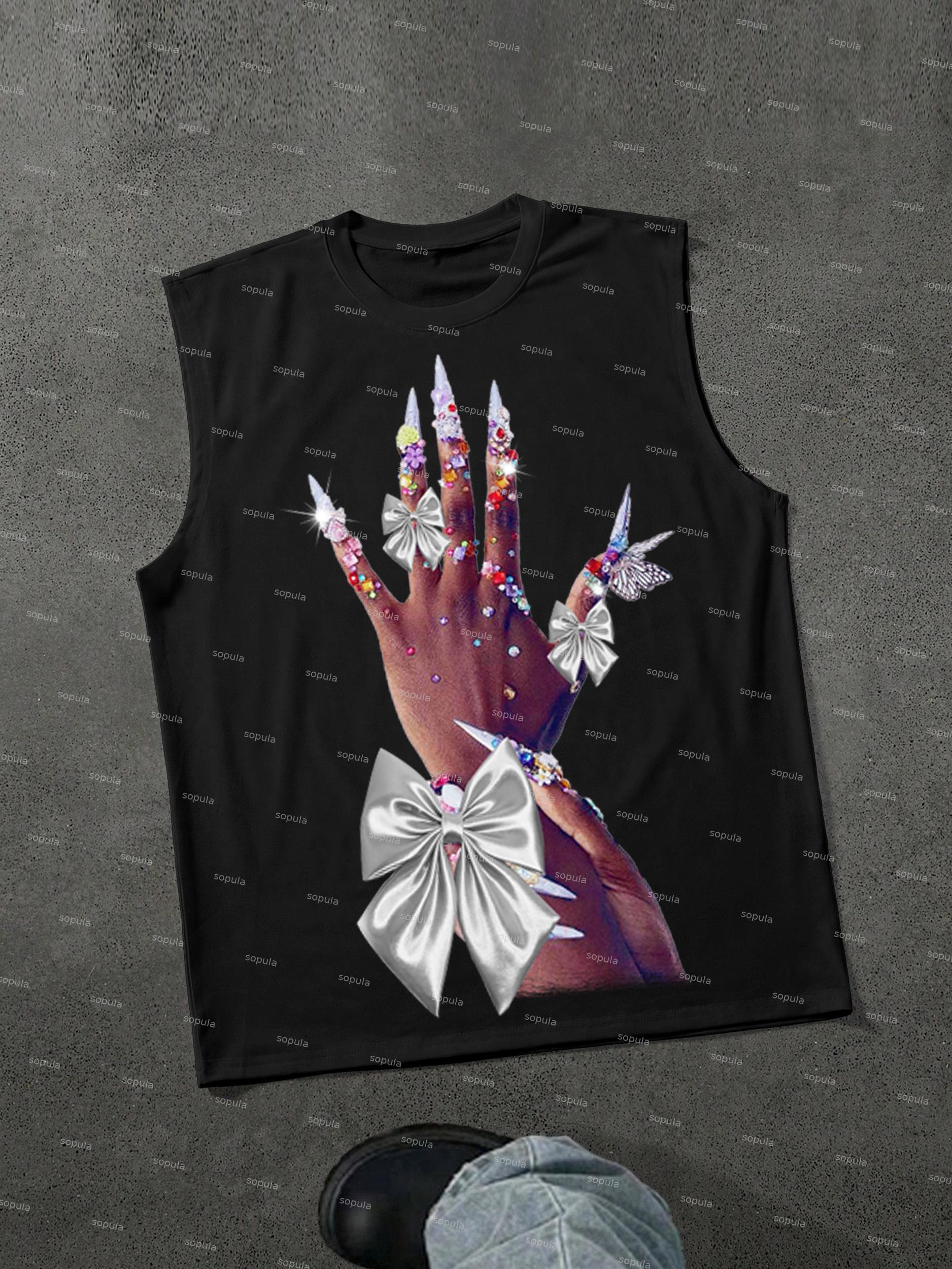 Diamond Decorated Hands Print Tank Top Product Image