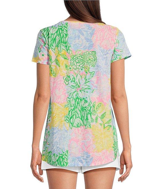 Lilly Pulitzer Etta Multi Bright Delight Patch Print Round Neck Short Sleeve Tee Product Image