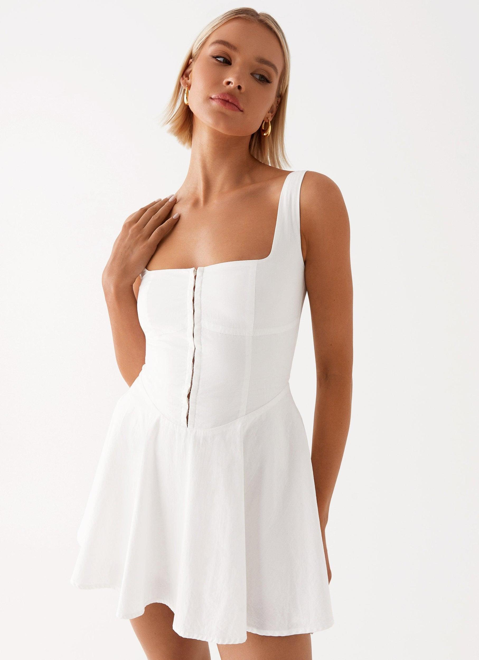 The Isle Mini Dress - White Product Image
